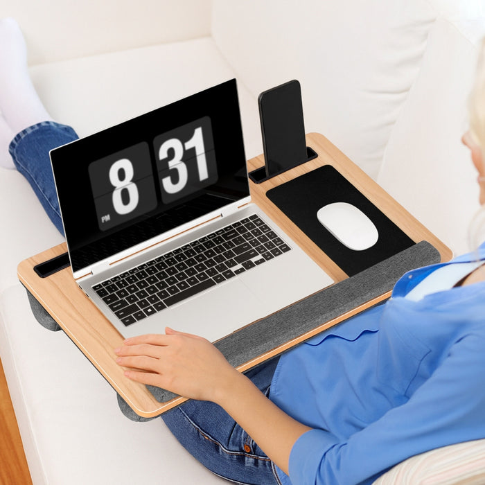 Lap Desk Laptop Desks Portable W/ Wrist-Rest Phone Slot Mouse Pad 55Cm