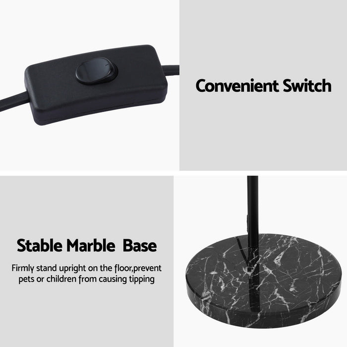 Modern Arched Floor Lamp Black Standing Heavy-Duty Marble Base For Living Room Bedroom