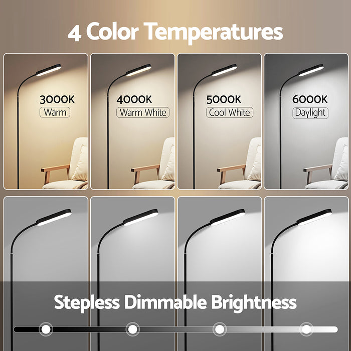Led Floor Lamp With Remote Control & 4 Colour Temperature Reading Living Room Bedroom Office