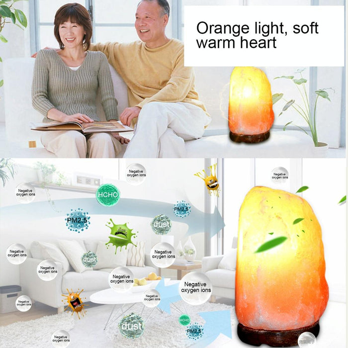 Medium Himalayan Salt Lamp With Wood Base & Bulb Dimmable Night Light 2-3Kg