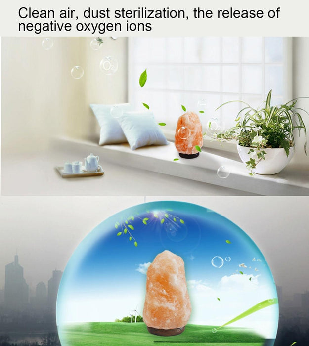 Medium Himalayan Salt Lamp With Wood Base & Bulb Dimmable Night Light 2-3Kg