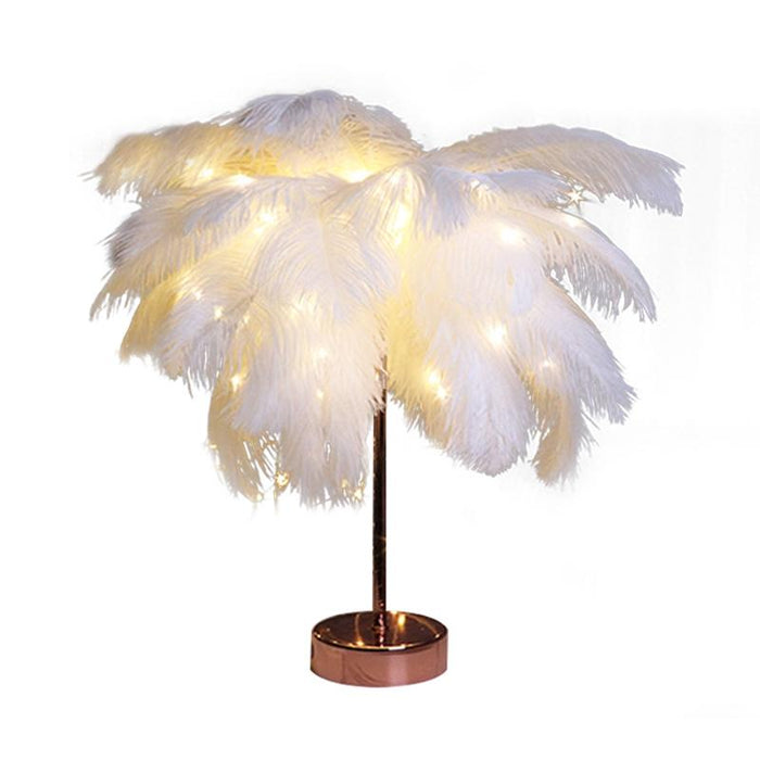 Feather Table Lamp Night Light White