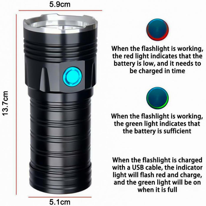 18Xt6 Led Flashlight 5400Lm 3 Gears Battery Not Included Black