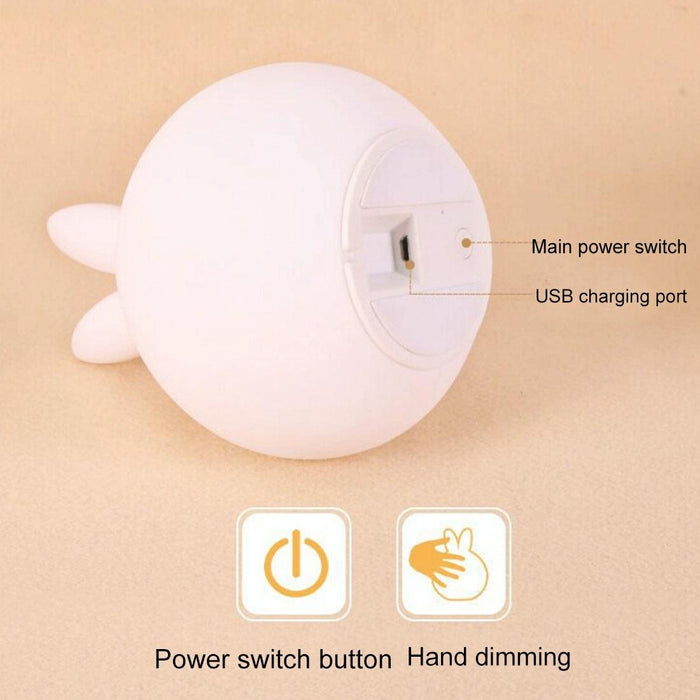 Rabbit Silicone Led Night Light 7-Colour Usb Charging Pink