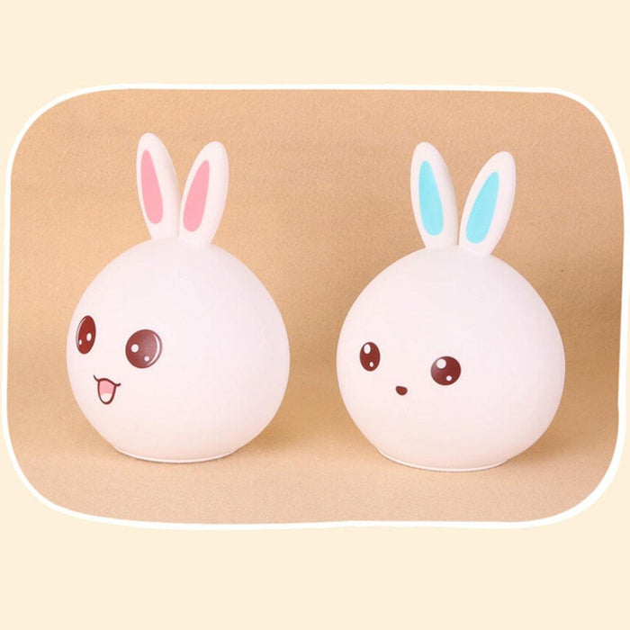 Rabbit Silicone Led Night Light 7-Colour Usb Charging Pink