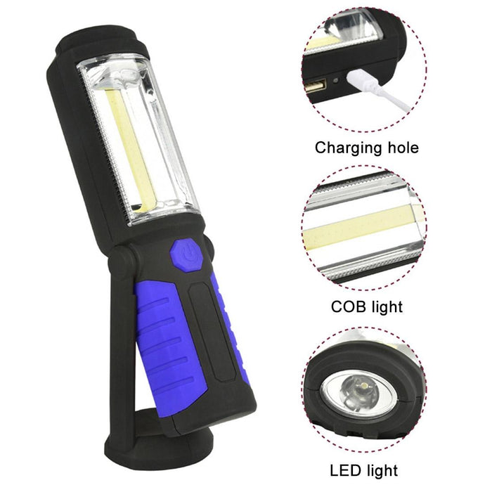 5W Cob + 1W F8 Waterproof Led Work Light 400 Lm Usb Charging Magnetic & Swivel Hook