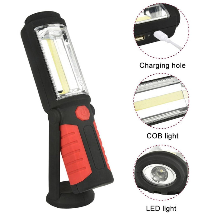 5W Cob + 1W F8 Waterproof Led Work Light 400 Lm Usb Charging Magnetic & Swivel Hook