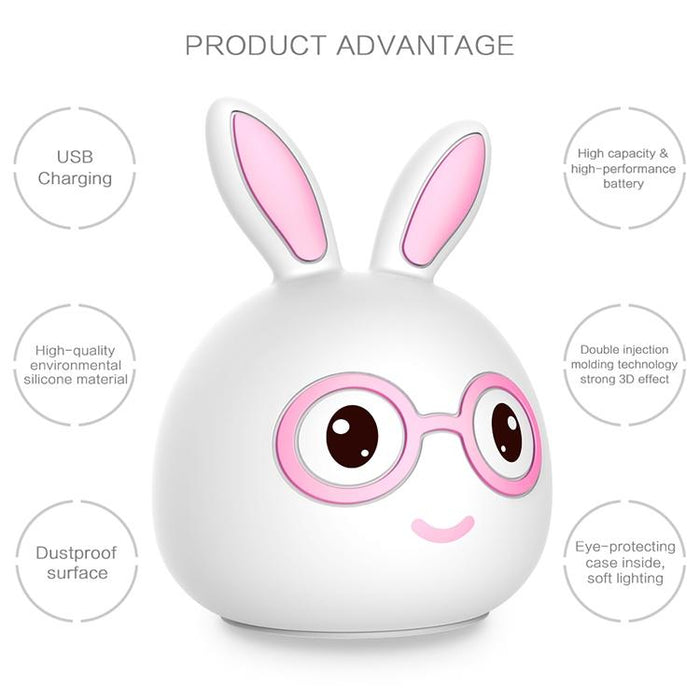 3D Led Night Light Smiling Rabbit Design Aaa Battery
