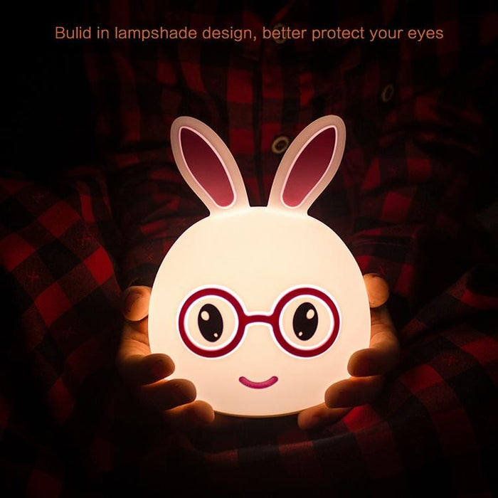 3D Led Night Light Happy Rabbit Creative Touch Aaa Battery