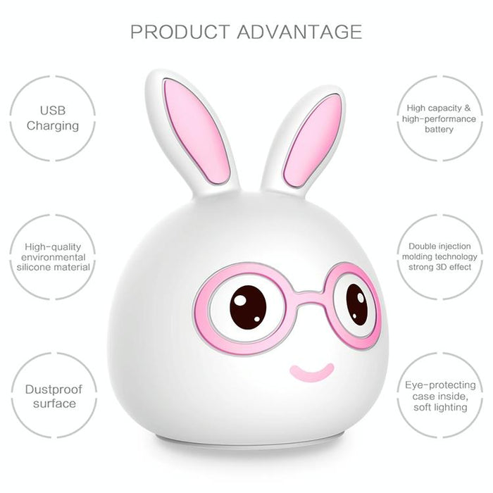 3D Led Night Light Usb Charging Happy Rabbit Design