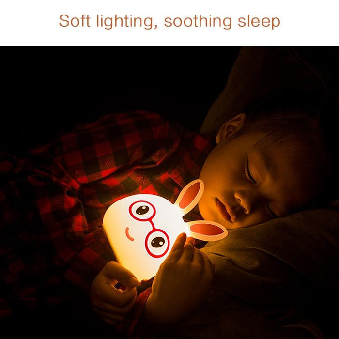 3D Led Night Light Smiling Rabbit Design Usb Charging