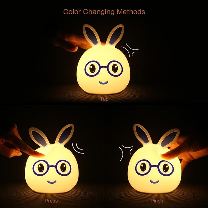 3D Led Night Light Smiling Rabbit Design Usb Charging