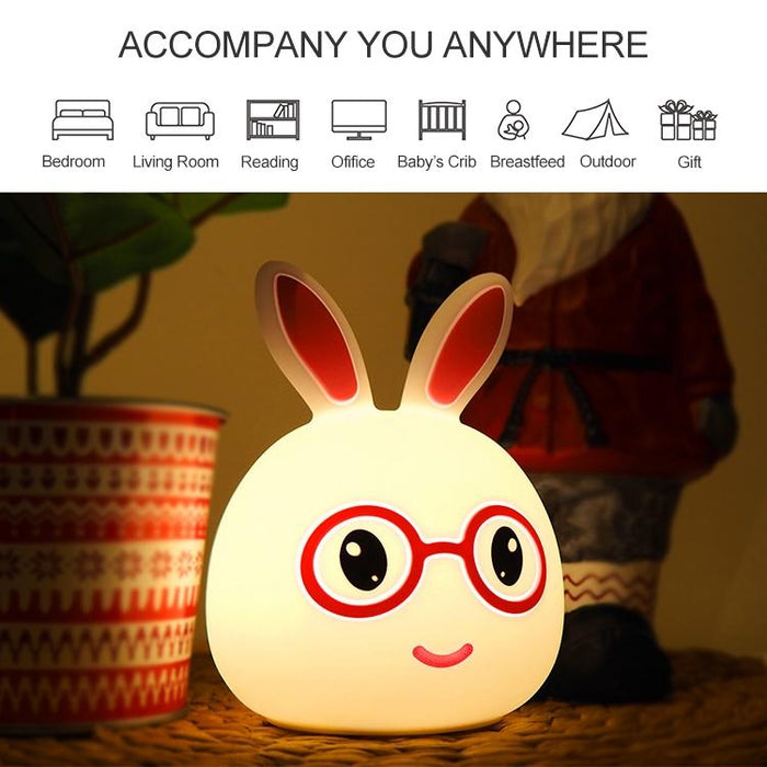 3D Led Night Light Smiling Rabbit Design Usb Charging