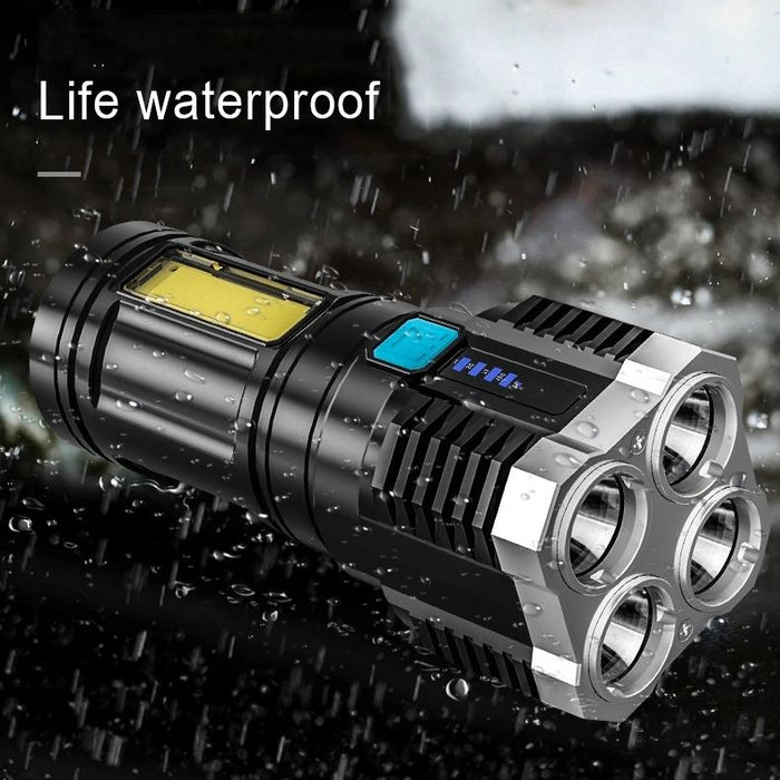 Usb Rechargeable Led Flashlight S03 4X Smd 3030 + Cob
