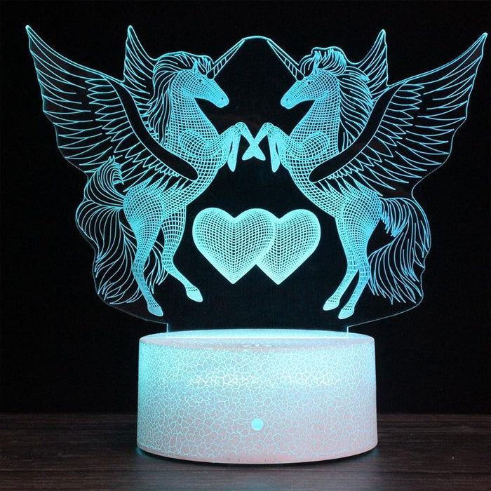 3D Colourful Unicorn Night Light With Remote Control