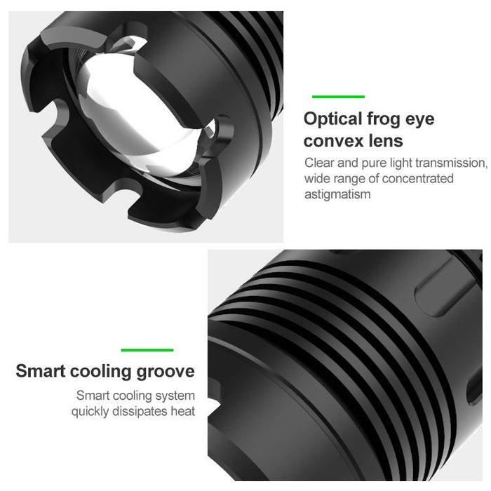 Waterproof P70 + Cob Led Flashlight Usb Charging Power Display Focusing 7-Level Brightness