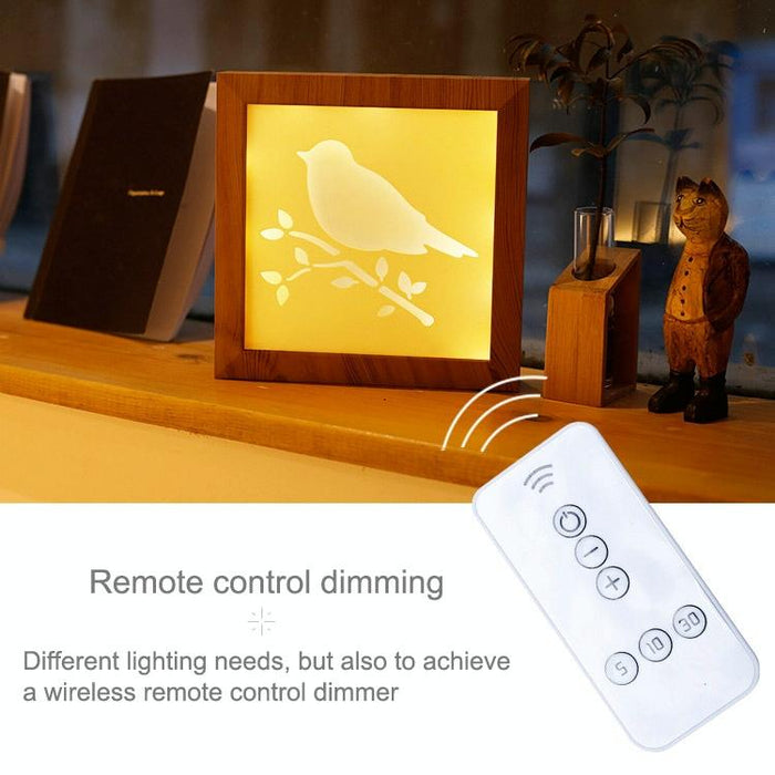 Remote Control Dimmable Led Photo Frame Night Light Warm White