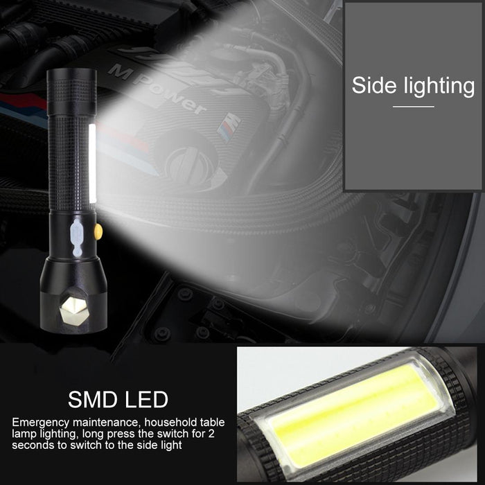 Waterproof 10W Led Flashlight With Safety Hammer