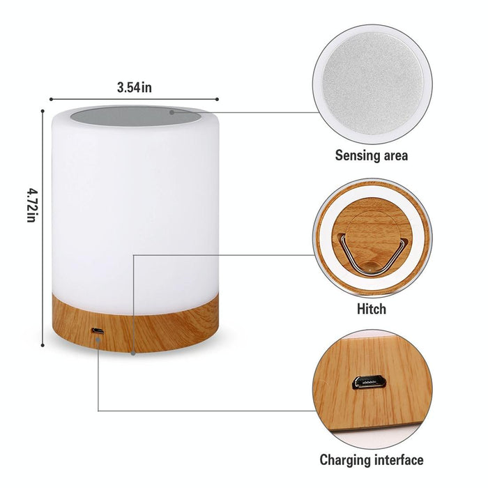 Wood Grain Touch Night Light Colourful Charging Atmosphere Lamp