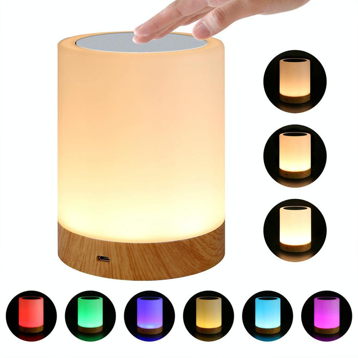 Wood Grain Touch Night Light Colourful Charging Atmosphere Lamp