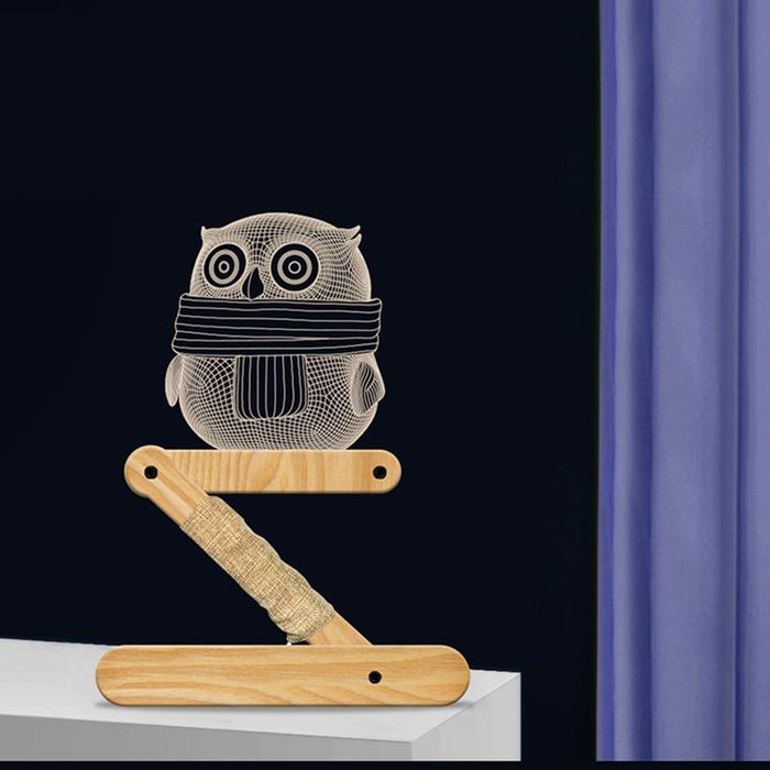 3D Owl Night Light For Kids' Bedroom Warm Light