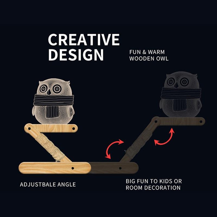 3D Owl Night Light For Kids' Bedroom Warm Light