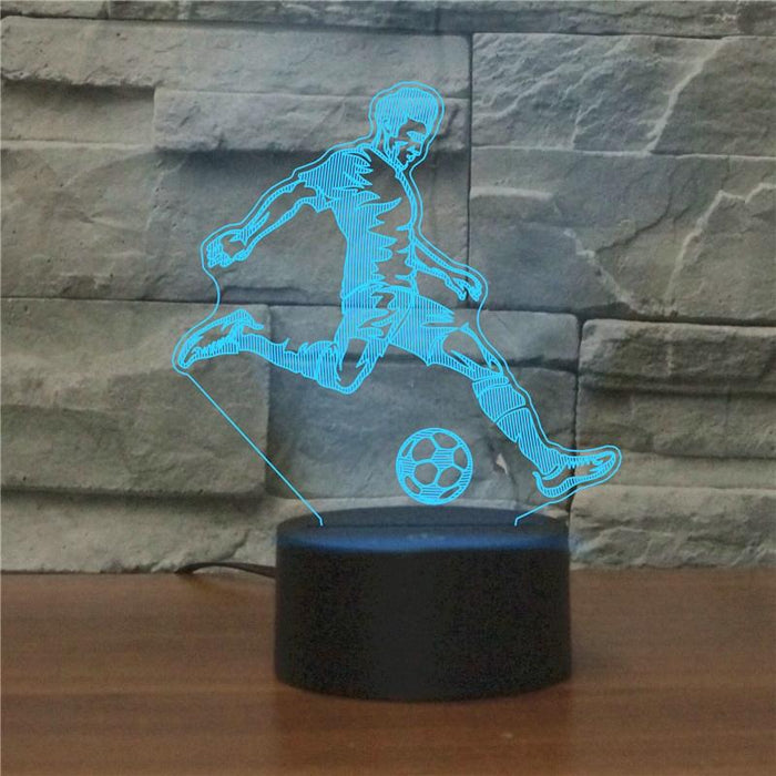 3D Led Football Night Light Rechargeable Touch Button Black Base