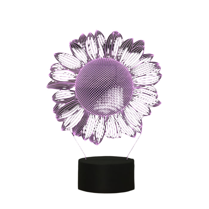 3D Led Night Light Sunflower Black Base Rechargeable Touch Button