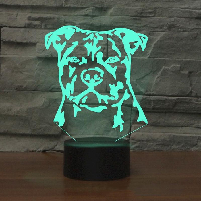 3D Led Night Light Dog Design Usb Touch Button Black Base
