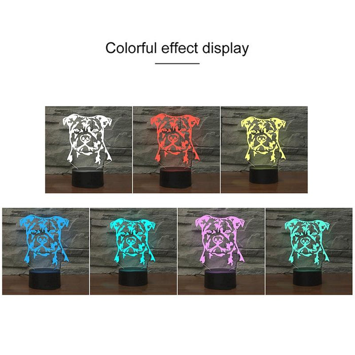 3D Led Night Light Dog Design Usb Touch Button Black Base