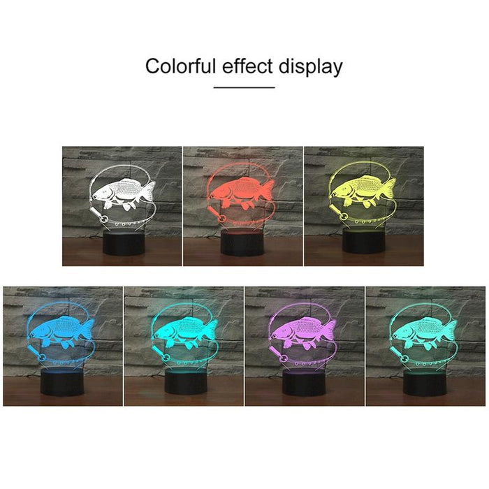 Rechargeable 3D Led Night Light Fishing Design