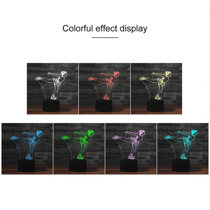 Black Base Ice Skating 3D Led Night Light Usb Touch Button