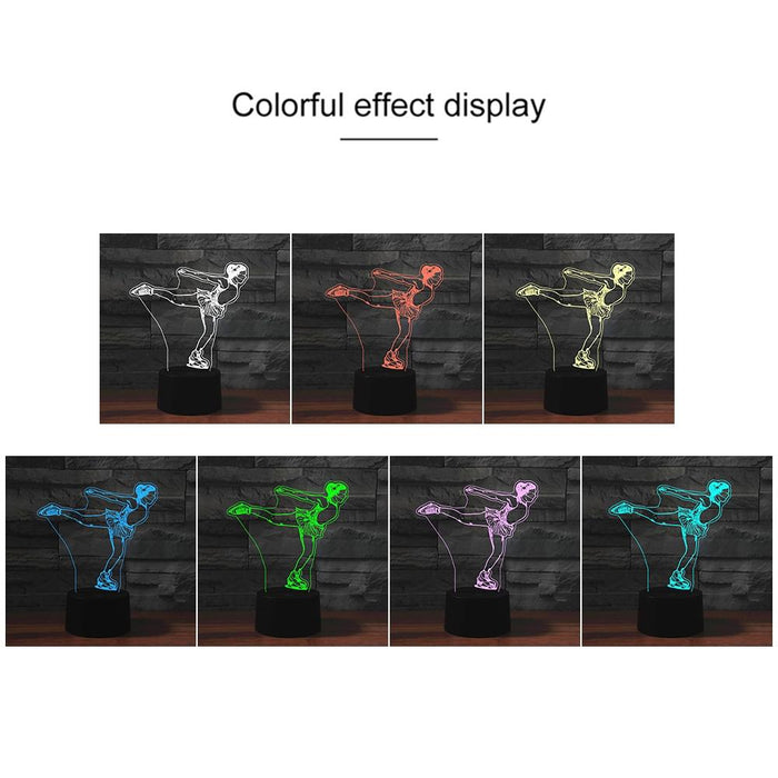 Black Base 3D Led Night Light For Ice Skating Rechargeable With Touch Button