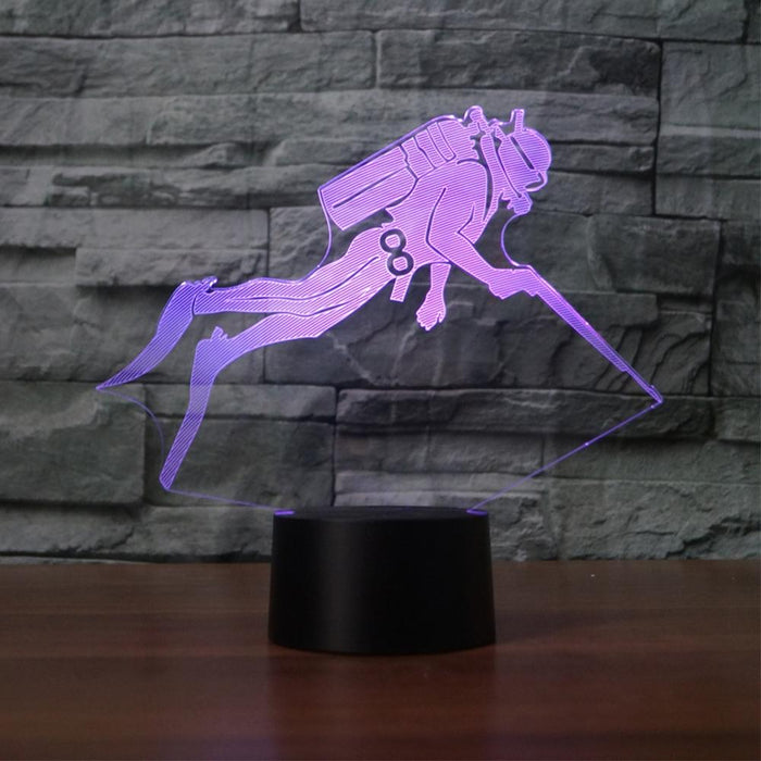 3D Led Night Light Diving Black Base Usb Touch Button