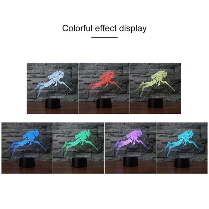 3D Led Diving Night Light Usb / Battery Powered