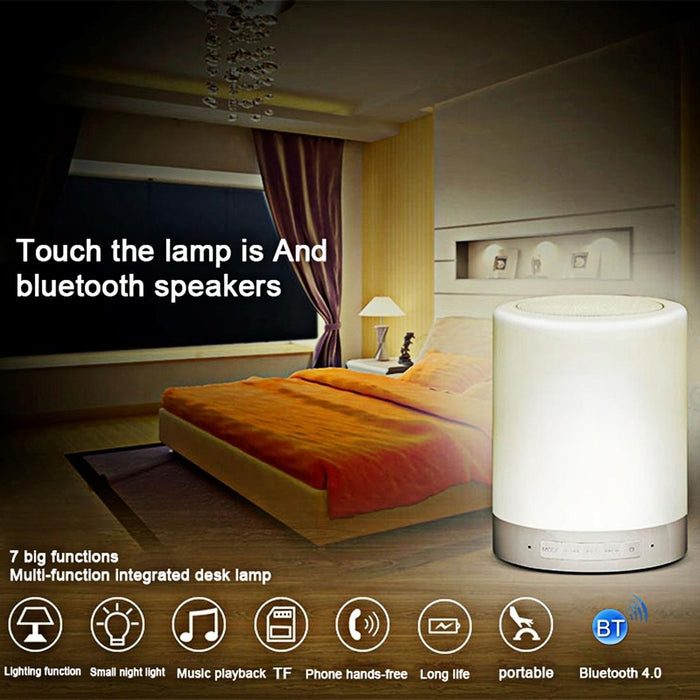 Multifunctional Bluetooth Speaker With Led Light & Handle Aux In Hands-Free Tf Card Atmosphere Light Music Table Lamp