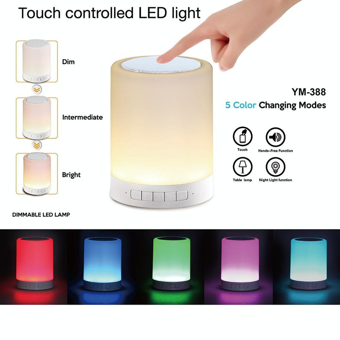 Multifunctional Bluetooth Speaker With Led Light & Handle Aux In Hands-Free Tf Card Atmosphere Light Music Table Lamp