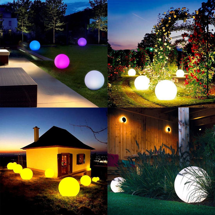 30Cm Colourful Led Ball Light W / Remote Ip65 Waterproof