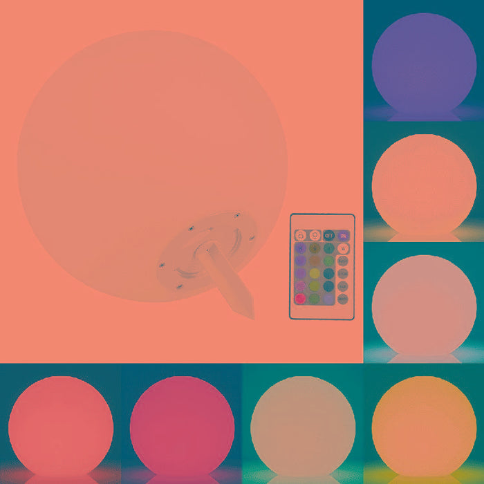 30Cm Colourful Led Ball Light W / Remote Ip65 Waterproof