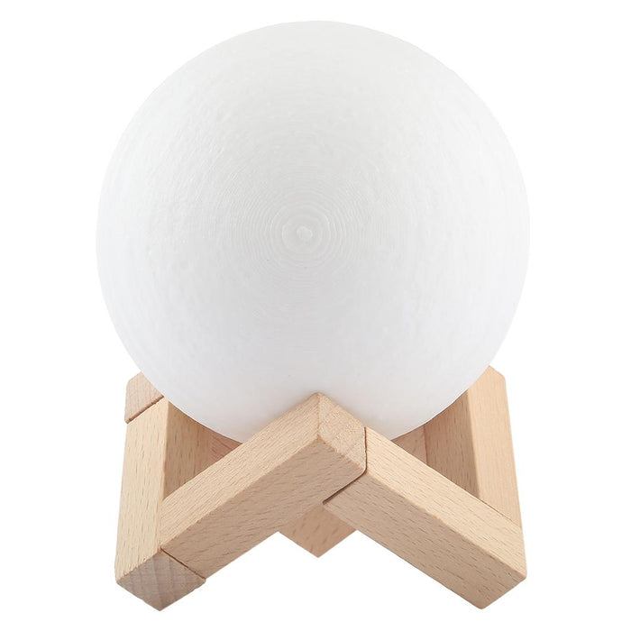 10Cm 3D Print Jupiter Lamp Touch Control Usb Charging 2-Colour Led Night Light With Wooden Base