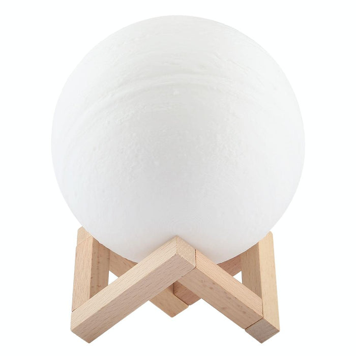 15Cm 3D Print Jupiter Lamp Touch Control Usb Charging 2-Colour Led Night Light With Wooden Base