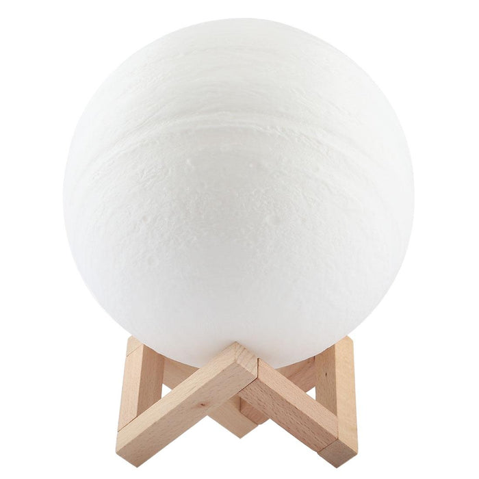 18Cm 3D Print Jupiter Lamp Touch Control Usb Charging 2-Colour Led Night Light With Wooden Base