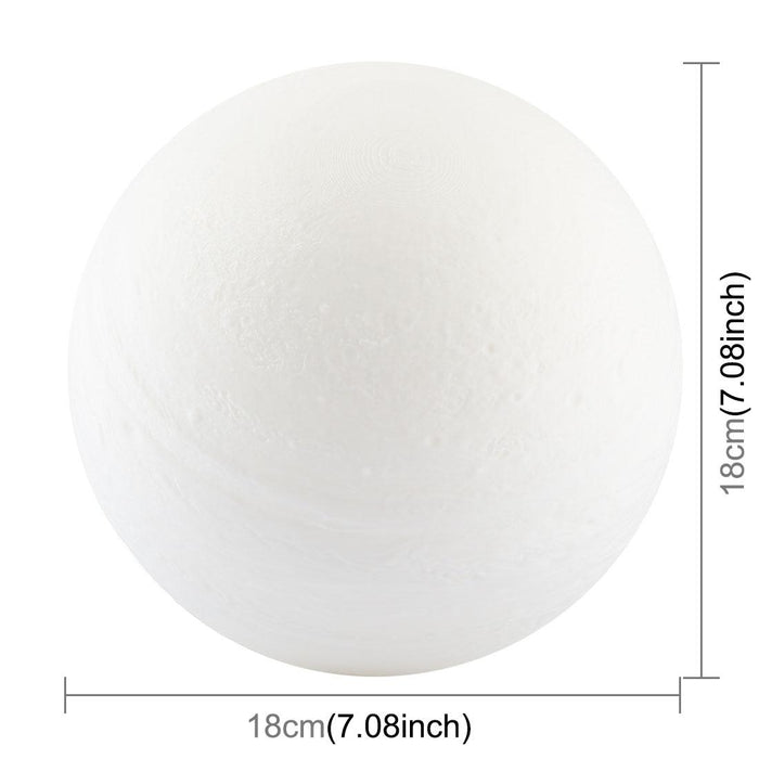 18Cm 3D Print Jupiter Lamp Touch Control Usb Charging 2-Colour Led Night Light With Wooden Base