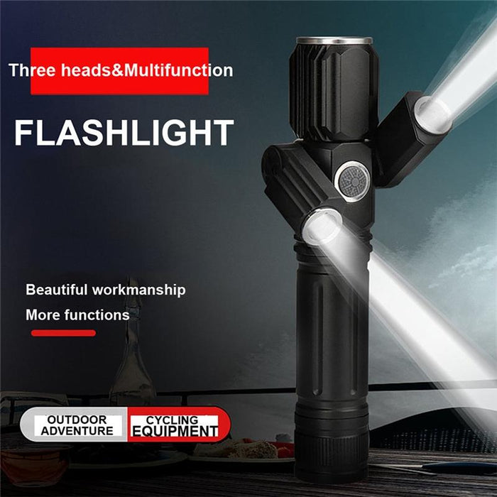 Waterproof Usb Led Flashlight With 4 Modes & 18650 Battery