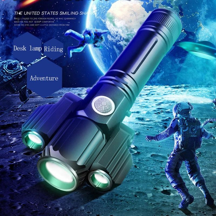 Waterproof Usb Led Flashlight With 4 Modes & 18650 Battery
