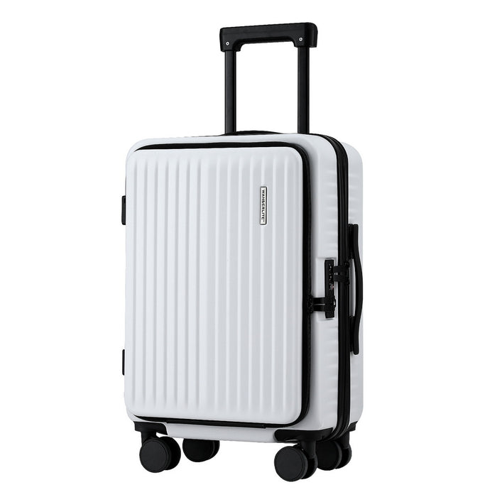 20" Luggage Suitcase Front Pocket Travel Carry On Dual Tsa White