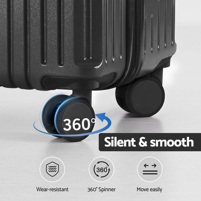 2Pcs Trunk Luggage Suitcase Travel Carry On Tsa Lock 12" 20" Black