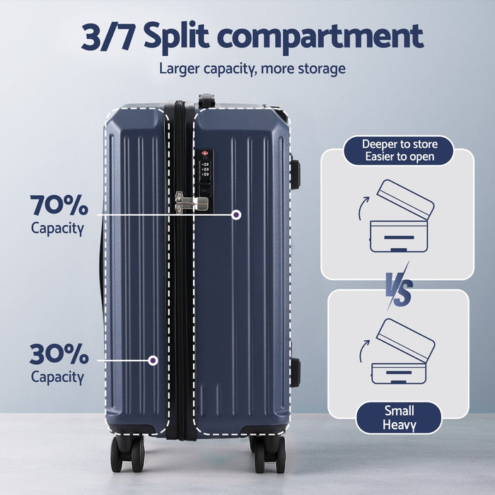 2Pcs Trunk Luggage Suitcase Travel Carry On Tsa Lock 12" 20" Navy