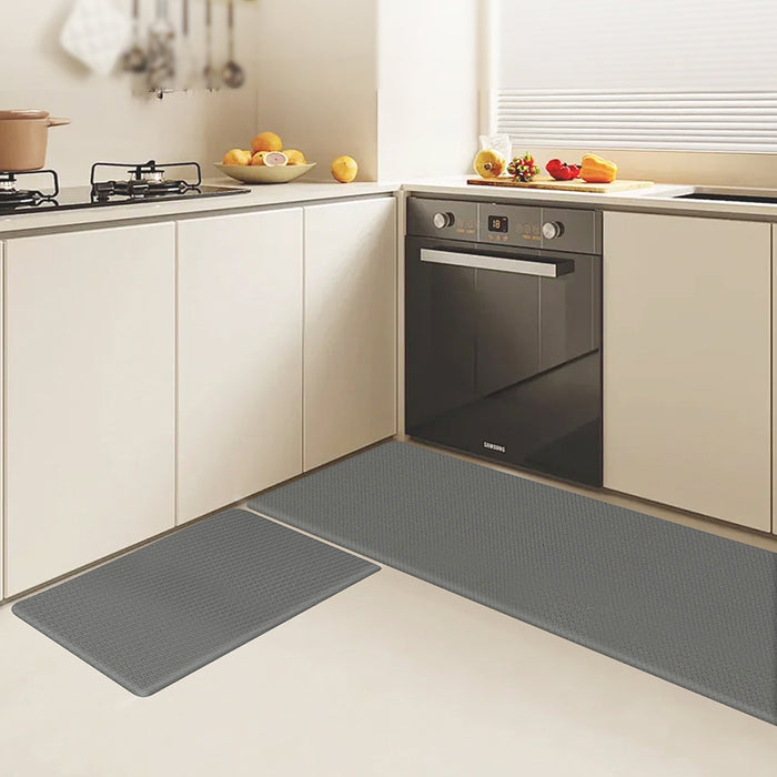 Goslash Picks Kitchen Rug 2Pcs Non Slip Anti Fatigue Mat Grey