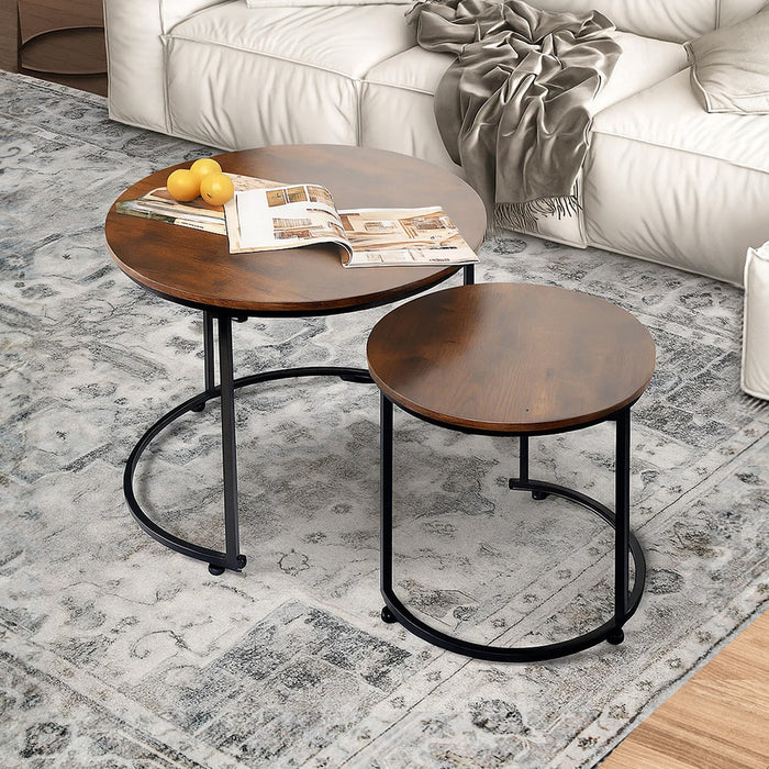 Goslash Picks Round Nesting Table Coffee Table Wood Side Table